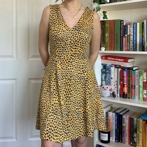 H&M yellow and navy patterned dress
